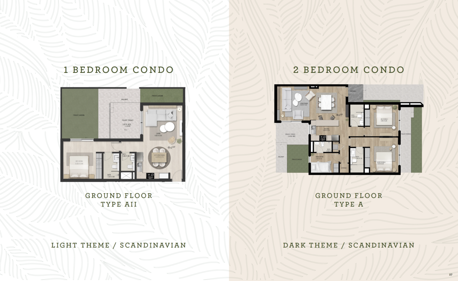 1 bedroom and 2 bedroom condo